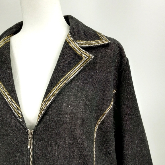 VINTAGE Bleu Bayou Denim Jacket XL Bead, Crystal & Sequin Embellished Peace Sign - Picture 7 of 17